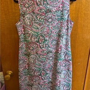 Talbots Paisley Print Midi Dress - Green and Pink